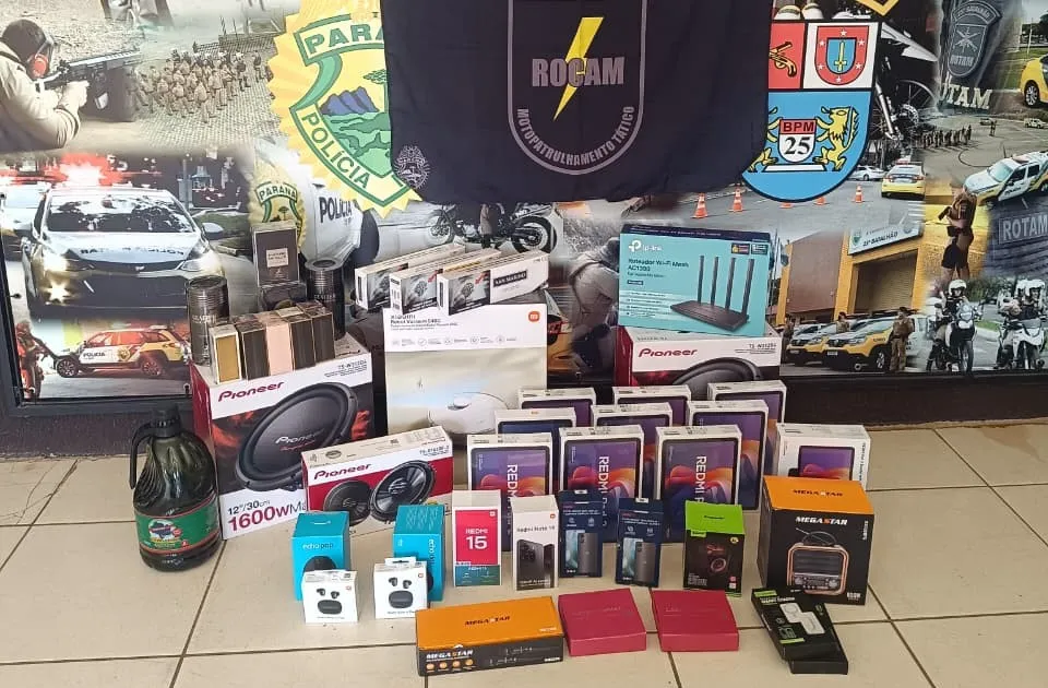 ROCAM apreende carga de produtos contrabandeados após denúncia anônima em Umuarama