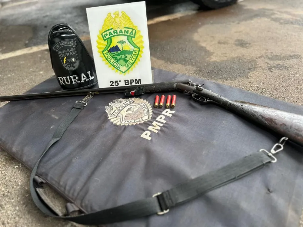 Polícia Militar apreende espingarda calibre 36 e munições em Xambrê
