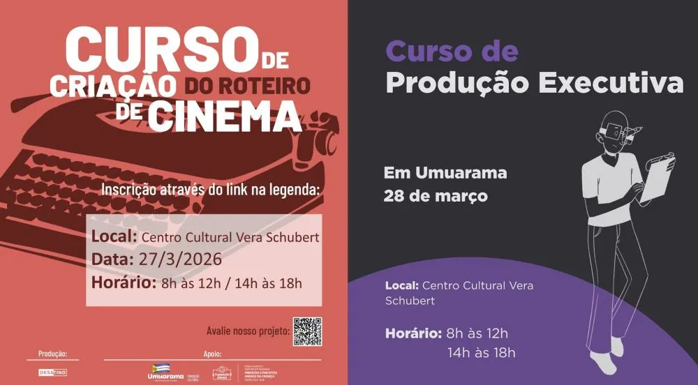 Cursos gratuitos de cinema em Umuarama abrem oportunidades de formação audiovisual