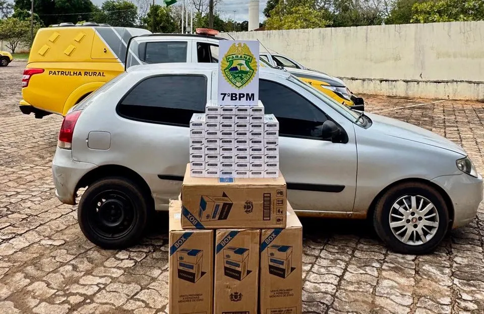 PM apreende 2,5 mil maços de cigarros contrabandeados na zona rural de Quarto Centenário