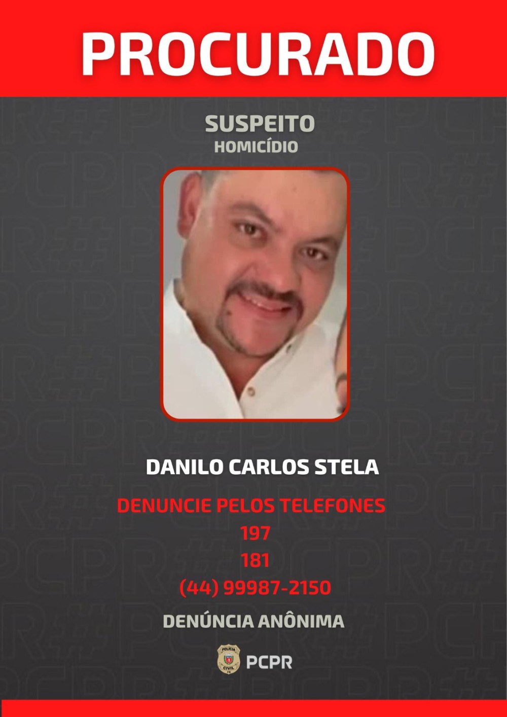 Autor de homicídio em Francisco Alves passa a ser considerado foragido da Justiça