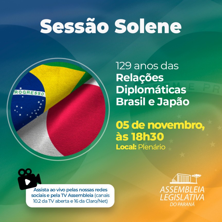 Assembleia celebra os 129 anos de relações diplomáticas entre o Brasil e o Japão