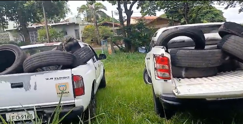 Vigilância Ambiental recolhe quase 200 pneus que acumulavam água em barracão