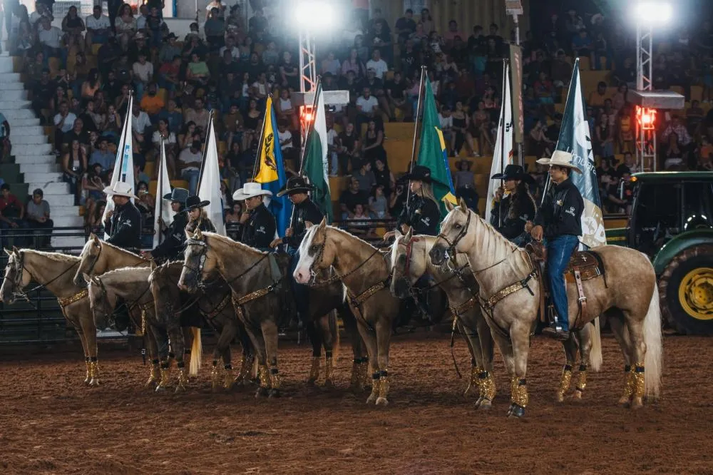 Com cavalos palominos, entrada das bandeiras tornou-se espetáculo à parte