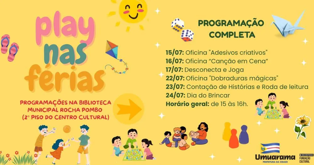 ‘Play nas Férias’ traz uma série de atividades para crianças durante as férias escolares
